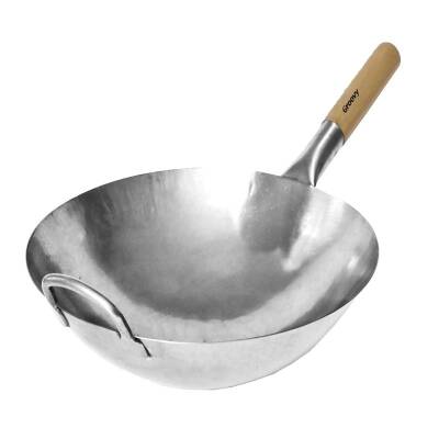 Biradlı Groovy GRV-W32 Karbon Çelik Wok Tava, 32 cm - 1