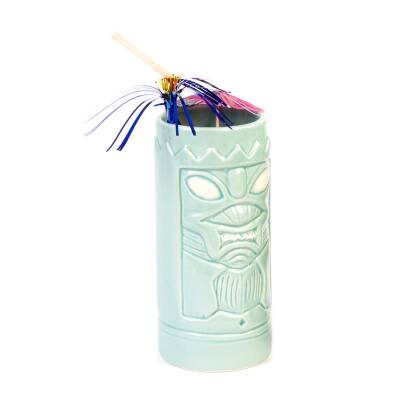 Biradlı GRV-20220 Seramik Tiki Mug Kokteyl Bardağı, 650 cc, 8x18, 5 cm, Mavi - 1