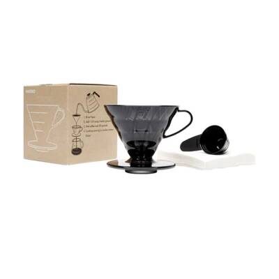 Hario V60 02 Plastik Dripper ve 40'lı Filtre Kağıdı Seti, Siyah - 1