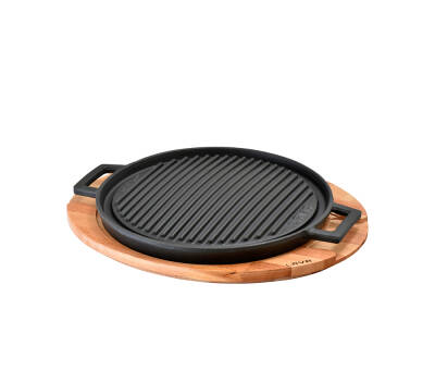 Lava Ahşap Altlıklı ve Metal Kulplu Yuvarlak Griddle Çap(Ø) 28 cm - LV ECO GT 28 T25 K4 - 1