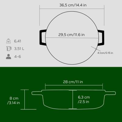 Lava Döküm Çok Amaçlı Yayvan Tencere. Trendy Serisi Çap(Ø)28cm. - LV Y ST 28 K2 - 4