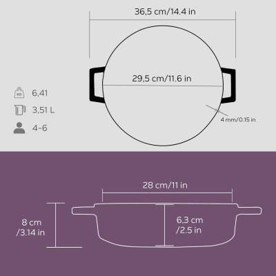 Lava Döküm Çok Amaçlı Yayvan Tencere. Trendy Serisi Çap(Ø)28cm. - LV Y ST 28 K2 - 8