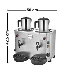 Remta DE15 Jumbo Çay Makinesi, 2 Demlikli, 9+9 L, Elektrikli, Gri - 2