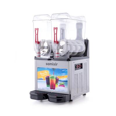 Samixir SLUSH24 Allure Twin Ice Slush Granita Milkshake ve Soğuk Meyve Suyu Dispenseri, 12+12 L, Inox - 2