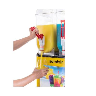 Samixir SLUSH24 Allure Twin Ice Slush Granita Milkshake ve Soğuk Meyve Suyu Dispenseri, 12+12 L, Sarı - 3