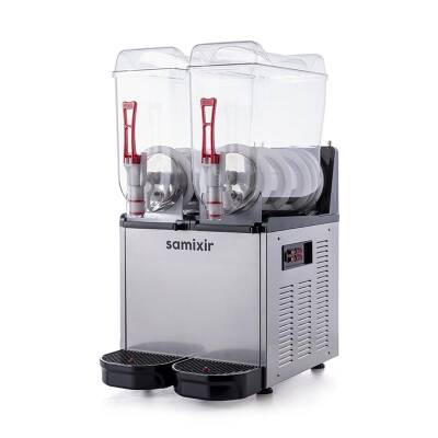 Samixir SLUSH24.I Twin Ice Slush Granita Milkshake ve Soğuk Meyve Suyu Dispenseri, 12+12 L, Inox - 1