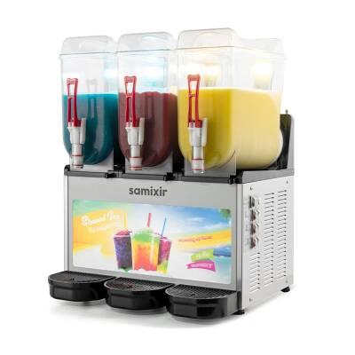 Samixir SLUSH36 Allure Triple Ice Slush Granita Milkshake ve Soğuk Meyve Suyu Dispenseri, 12+12+12 L, Inox - 2