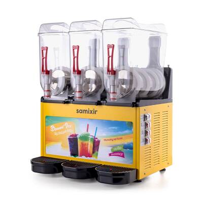 Samixir SLUSH36 Allure Triple Ice Slush Granita Milkshake ve Soğuk Meyve Suyu Dispenseri, 12+12+12 L, Sarı - 2