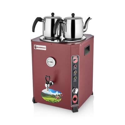 SilverInox EL-01K Elite Çay Makinesi, 2 Demlikli, 13 L, Kırmızı - 1