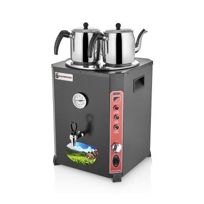 SilverInox EL-01S Elite Çay Makinesi, 2 Demlikli, 13 L, Siyah - 1