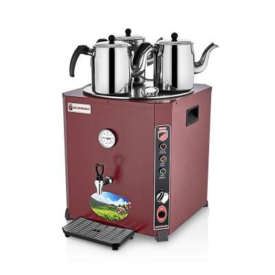 SilverInox EL-03K Elite Çay Makinesi, 3 Demlikli, 36 L, Kırmızı - 1