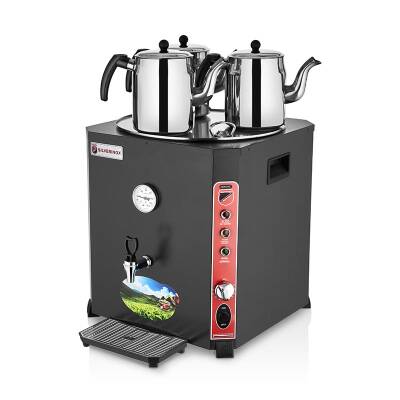 SilverInox EL-03S Elite Çay Makinesi, 3 Demlikli, 36 L, Siyah - 1