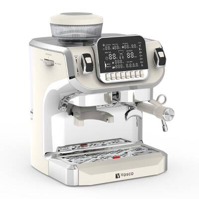 Vosco VST-520ECB Öğütücülü Barista Espresso Kahve Makinesi, 1 Gruplu, Beyaz - 1